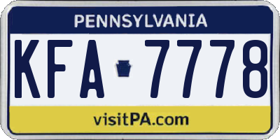 PA license plate KFA7778
