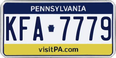 PA license plate KFA7779