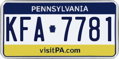 PA license plate KFA7781