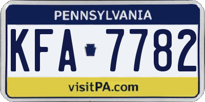 PA license plate KFA7782