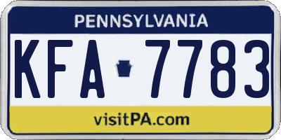 PA license plate KFA7783