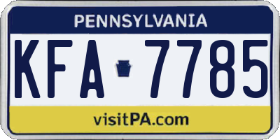 PA license plate KFA7785