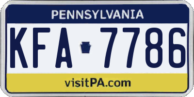 PA license plate KFA7786