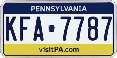 PA license plate KFA7787