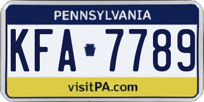 PA license plate KFA7789