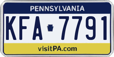 PA license plate KFA7791