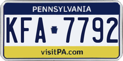 PA license plate KFA7792