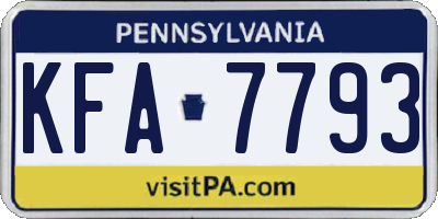 PA license plate KFA7793