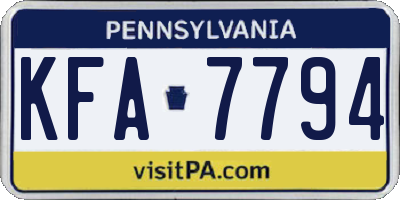 PA license plate KFA7794