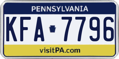 PA license plate KFA7796