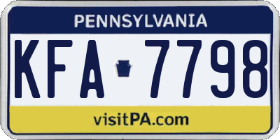 PA license plate KFA7798