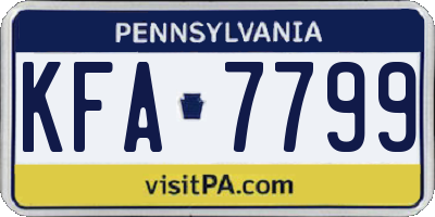 PA license plate KFA7799