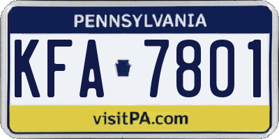 PA license plate KFA7801
