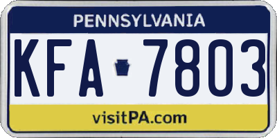 PA license plate KFA7803