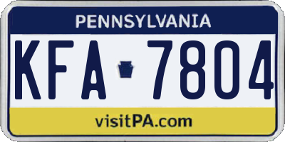 PA license plate KFA7804