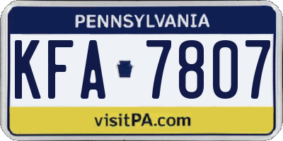 PA license plate KFA7807