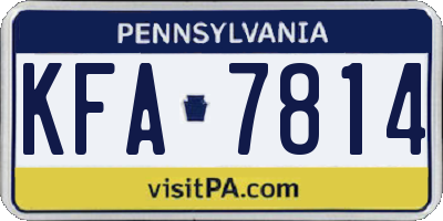 PA license plate KFA7814