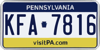 PA license plate KFA7816