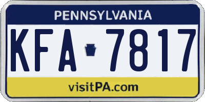 PA license plate KFA7817