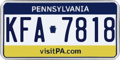 PA license plate KFA7818