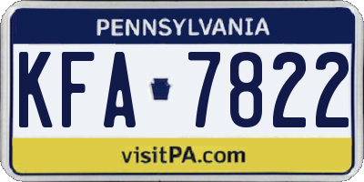 PA license plate KFA7822