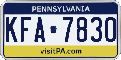 PA license plate KFA7830