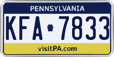 PA license plate KFA7833