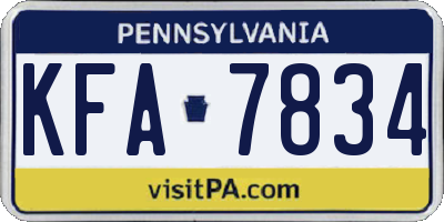 PA license plate KFA7834