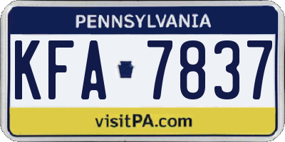 PA license plate KFA7837