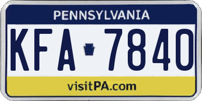 PA license plate KFA7840