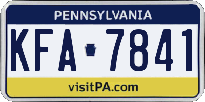 PA license plate KFA7841