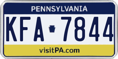 PA license plate KFA7844