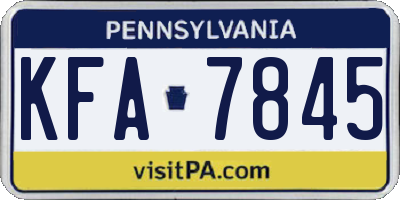 PA license plate KFA7845
