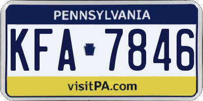 PA license plate KFA7846