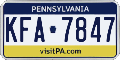 PA license plate KFA7847