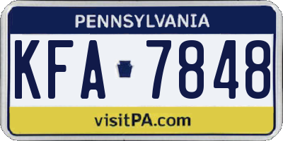 PA license plate KFA7848