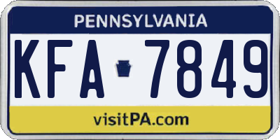 PA license plate KFA7849