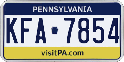 PA license plate KFA7854