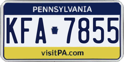 PA license plate KFA7855
