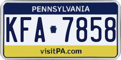 PA license plate KFA7858