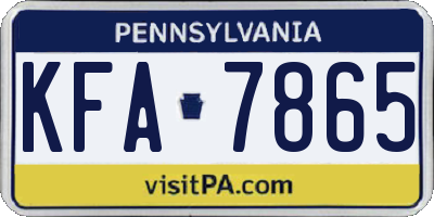 PA license plate KFA7865