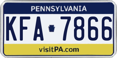 PA license plate KFA7866
