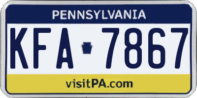 PA license plate KFA7867