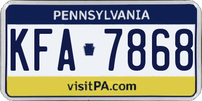 PA license plate KFA7868