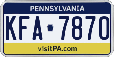 PA license plate KFA7870