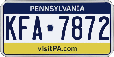 PA license plate KFA7872
