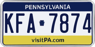 PA license plate KFA7874
