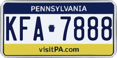PA license plate KFA7888