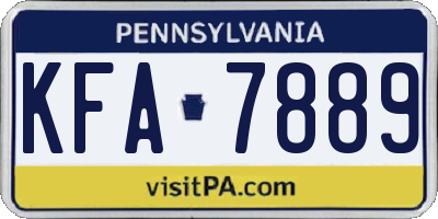 PA license plate KFA7889