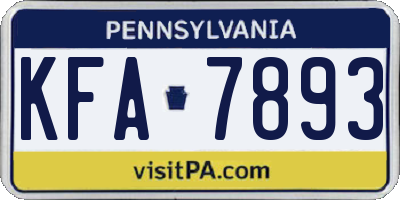 PA license plate KFA7893